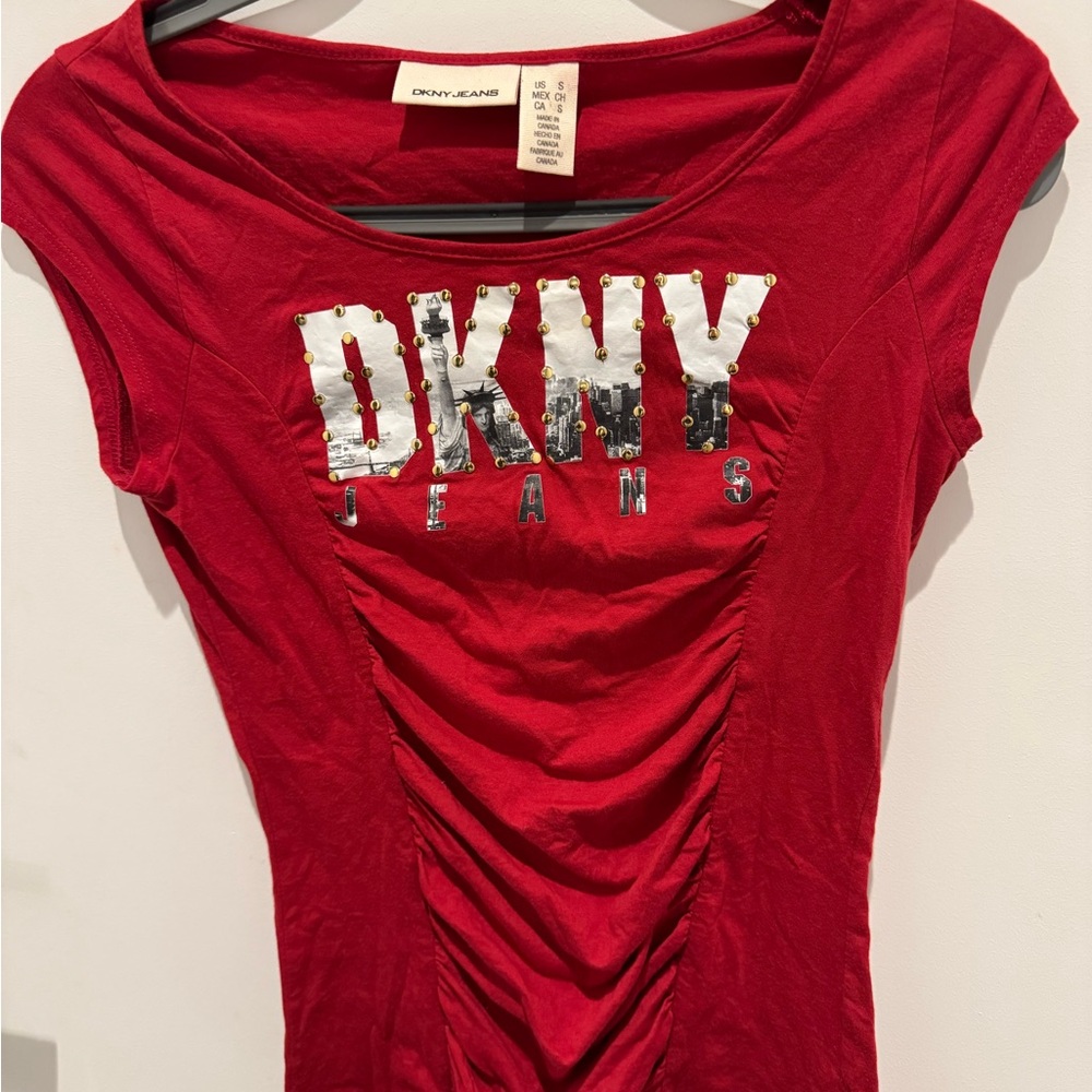 DKNY Red Y2K Graphic Tee